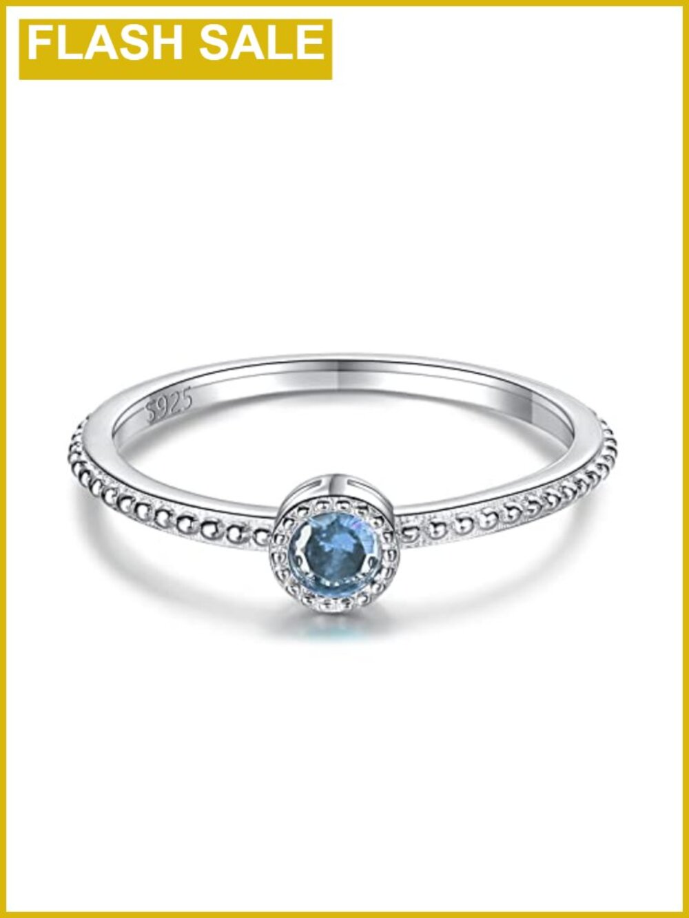 S925 Sterling Silver Birthstone Stackable Rings 18k White Gold Plated Gift